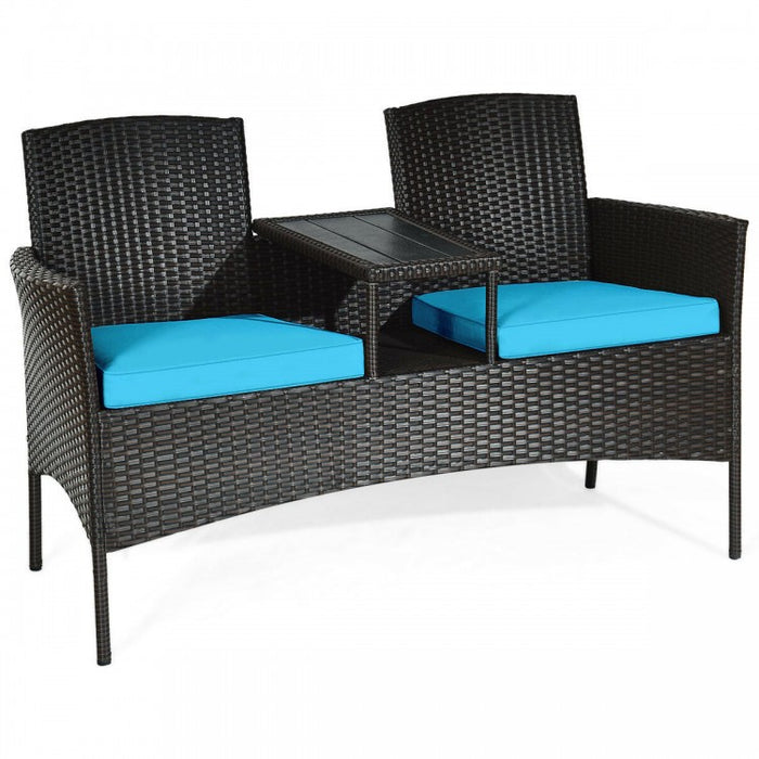 Outdoor Patio Furniture Double Sofa Seating Set with Coffee Table
