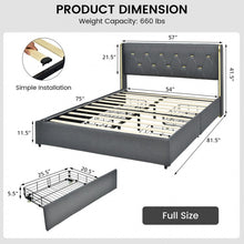 Load image into Gallery viewer, Grey Upholstered High Headboard Bed Frame with 4 Drawers
