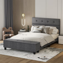 Load image into Gallery viewer, Modern Minimalist Grey Upholstered Bench with Storage and Footrest
