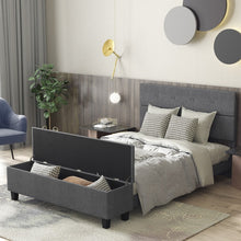 Load image into Gallery viewer, Modern Minimalist Grey Upholstered Bench with Storage and Footrest
