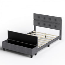 Load image into Gallery viewer, Modern Minimalist Grey Upholstered Bench with Storage and Footrest
