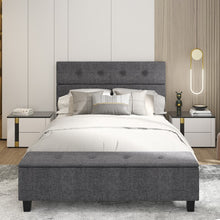 Load image into Gallery viewer, Modern Minimalist Grey Upholstered Bench with Storage and Footrest
