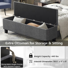 Load image into Gallery viewer, Modern Minimalist Grey Upholstered Bench with Storage and Footrest
