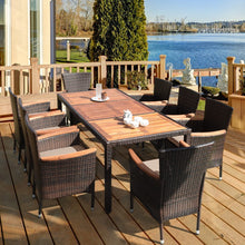 Charger l&#39;image dans la galerie, 9-Piece Rattan Outdoor Patio Dining Set with Cushions
