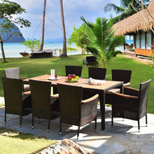 Charger l&#39;image dans la galerie, 9-Piece Rattan Outdoor Patio Dining Set with Cushions
