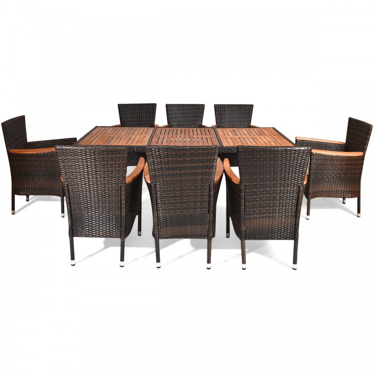 9-Piece Rattan Outdoor Patio Dining Set with Cushions