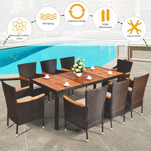Charger l&#39;image dans la galerie, 9-Piece Rattan Outdoor Patio Dining Set with Cushions
