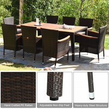 Charger l&#39;image dans la galerie, 9-Piece Rattan Outdoor Patio Dining Set with Cushions
