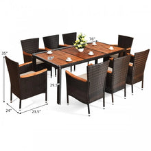 Charger l&#39;image dans la galerie, 9-Piece Rattan Outdoor Patio Dining Set with Cushions
