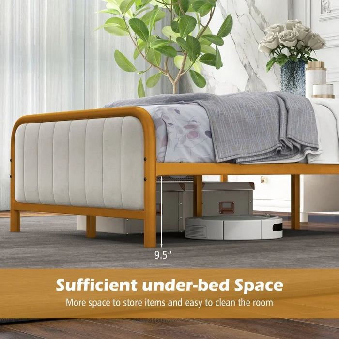 Modern Minimalist Velvet Headboard Luxury Bed Frame