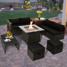 Load image into Gallery viewer, 9-Piece Outdoor Patio Furniture Sofa Set with Fire Pit Table and Waterproof Covers
