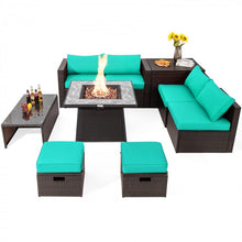Load image into Gallery viewer, 9-Piece Outdoor Patio Furniture Sofa Set with Fire Pit Table and Waterproof Covers
