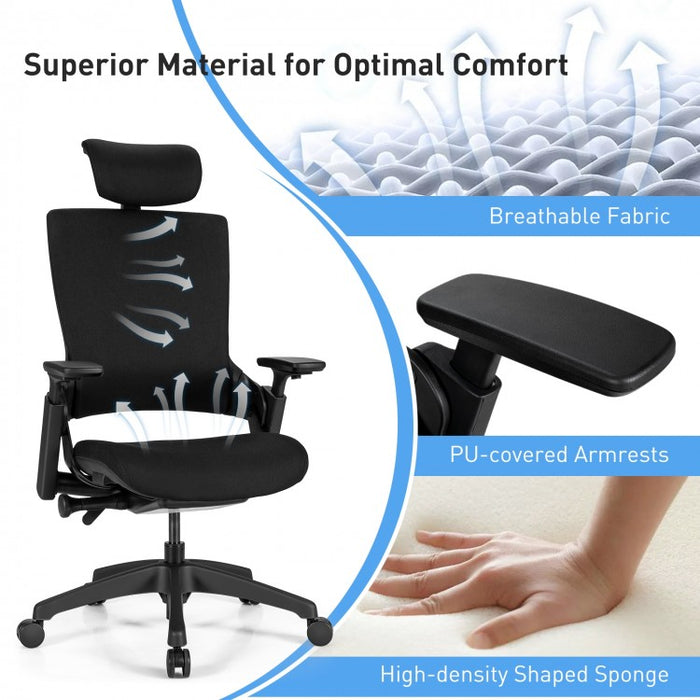 Black 3D Adjustable Armrest Ergonomic Office and Computer Chair with Headrest