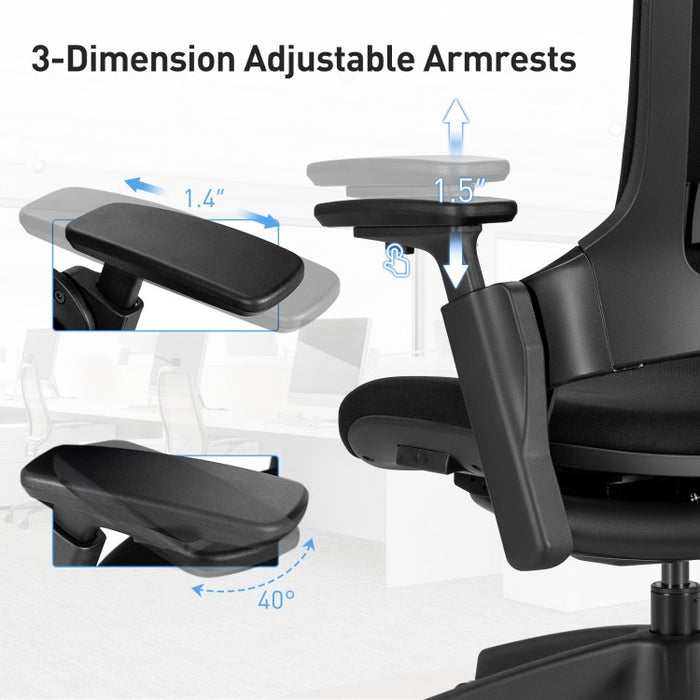 Black 3D Adjustable Armrest Ergonomic Office and Computer Chair with Headrest