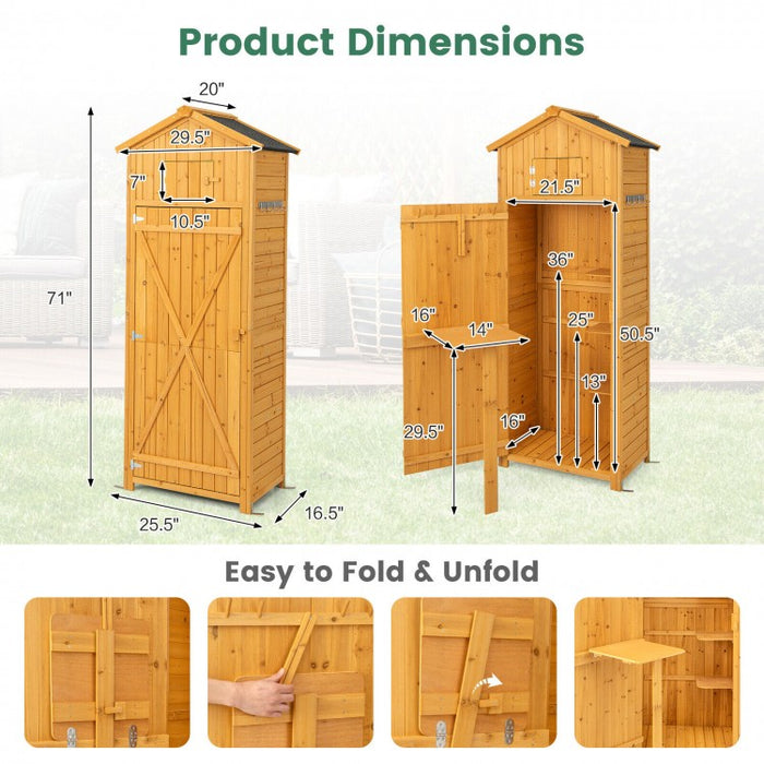 71 inch Built-in Folding Table Garden Tool Storage Cabinet Shed