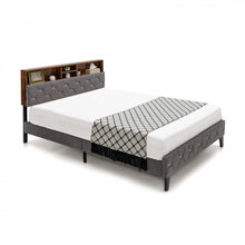 Load image into Gallery viewer, Modern Minimalist Upholstered Bed Frame with Storage Headboard
