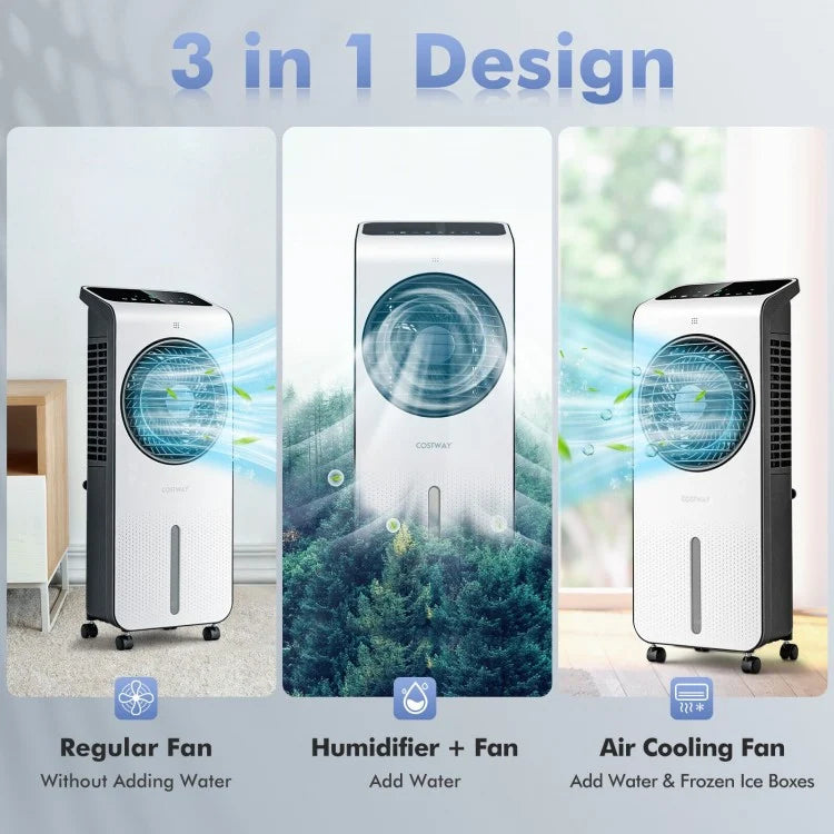 Portable Air Cooler with LED Display and Remote Control, Movable