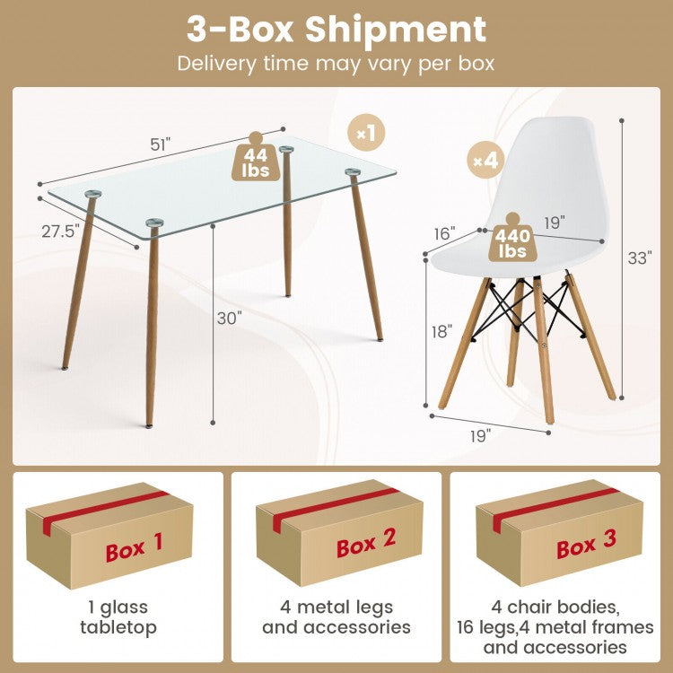 Minimalist Dining Table Set for 4 with 4 Chairs - Suitable for Restaurant and Cafe