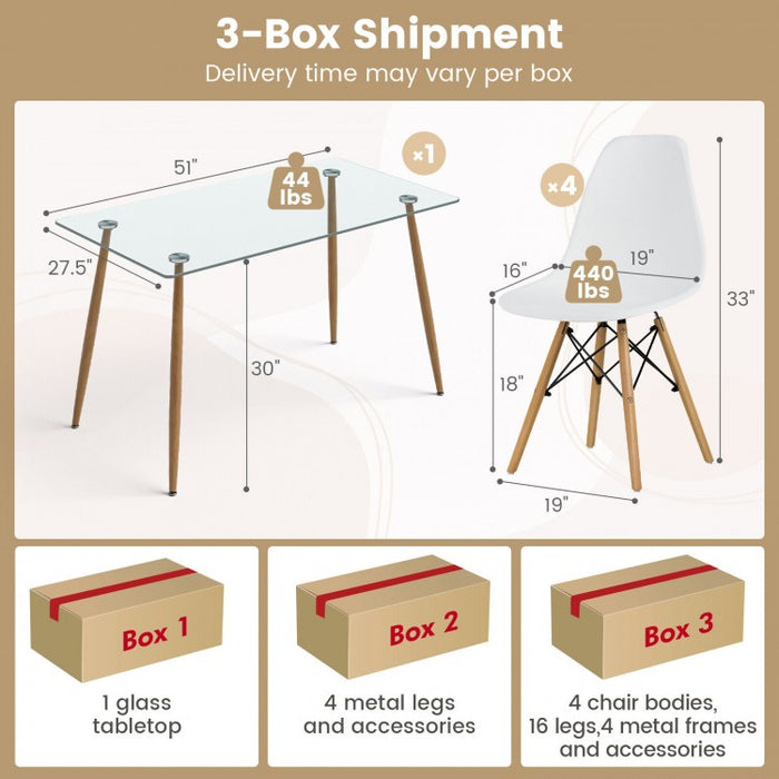 Minimalist Dining Table Set for 4 with 4 Chairs - Suitable for Restaurant and Cafe