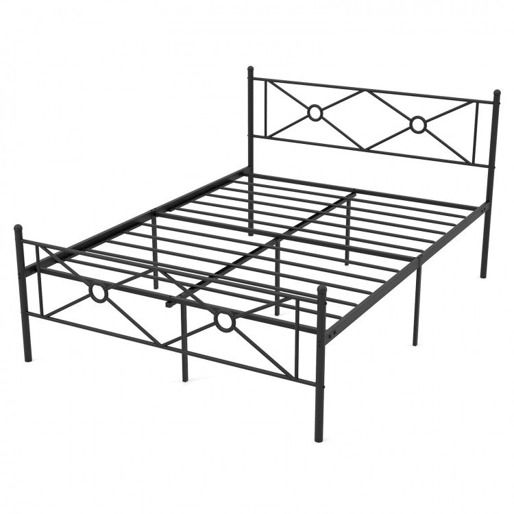 Black Metal Modern Minimalist Bed Frame with Storage Underneath