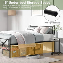 Load image into Gallery viewer, Black Metal Modern Minimalist Bed Frame with Storage Underneath

