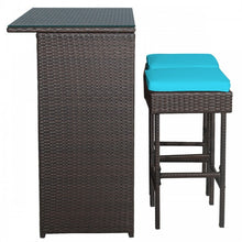 Load image into Gallery viewer, 3-Piece Outdoor Wicker Rattan Bar Furniture Set with Comfortable Cushions
