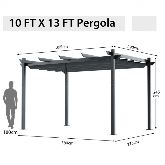 10 x 13 Ft Outdoor Aluminum Retractable Canopy Gazebo Shade Structure