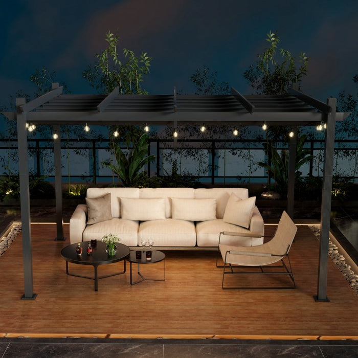 10 x 13 Ft Outdoor Aluminum Retractable Canopy Gazebo Shade Structure