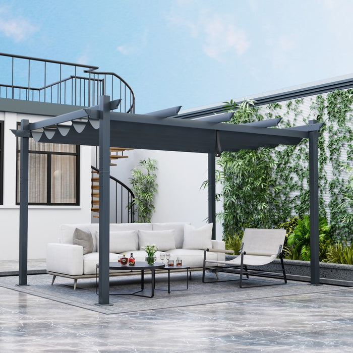 10 x 13 Ft Outdoor Aluminum Retractable Canopy Gazebo Shade Structure