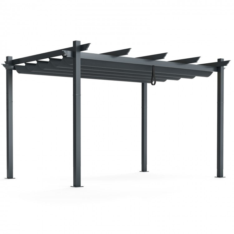 10 x 13 Ft Outdoor Aluminum Retractable Canopy Gazebo Shade Structure