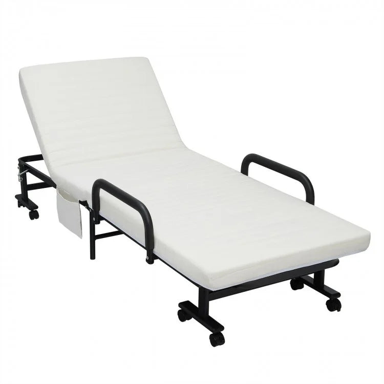 Foldable Sofa Bed with Mattress and Casters, Adjustable