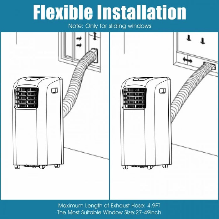 8000 BTU Portable Air Conditioner with Dehumidifier Function, 24-Hour Timer, and Remote Control