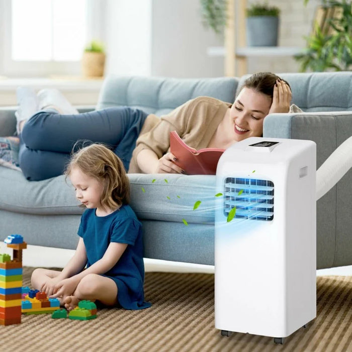 8000 BTU Portable Air Conditioner with Dehumidifier Function, 24-Hour Timer, and Remote Control