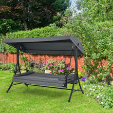 Charger l&#39;image dans la galerie, Costway Gray Outdoor Swing Chair with Canopy - Convertible Seat, Suitable for Garden, Porch, and Patio

