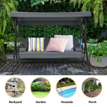 Charger l&#39;image dans la galerie, Costway Gray Outdoor Swing Chair with Canopy - Convertible Seat, Suitable for Garden, Porch, and Patio

