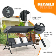 Charger l&#39;image dans la galerie, Costway Gray Outdoor Swing Chair with Canopy - Convertible Seat, Suitable for Garden, Porch, and Patio
