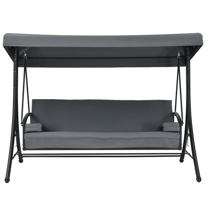 Costway Gray Outdoor Swing Chair with Canopy - Convertible Seat, Suitable for Garden, Porch, and Patio