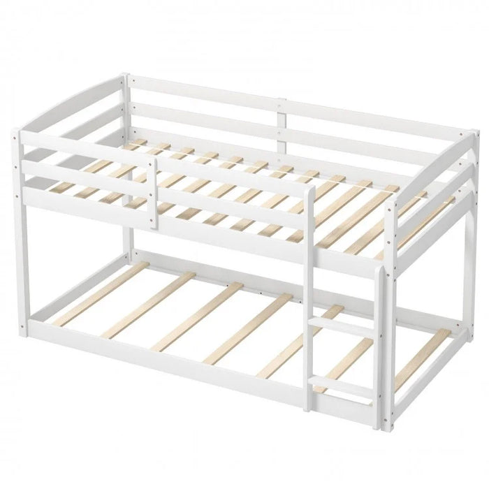 Gray Children's Bunk Bed with Guardrail and Ladder