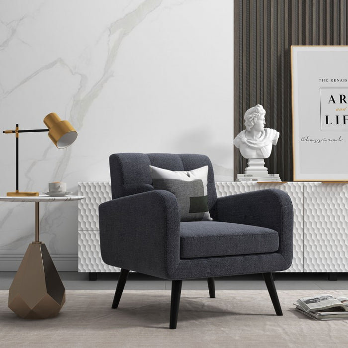 Modern Minimalist Upholstered Armchair with Plush Comfy Accent Cushions