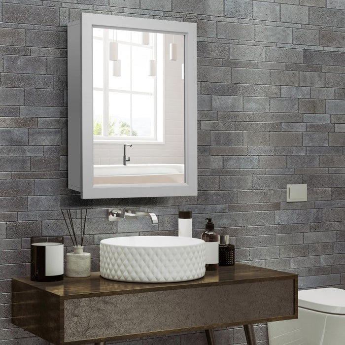 Gray Single-Door Mirror Bathroom Vanity Cabinet