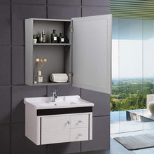 Load image into Gallery viewer, Gray Single-Door Mirror Bathroom Vanity Cabinet
