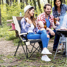 Load image into Gallery viewer, Costway Outdoor Camping Chair Folding Chair with Armrests, Cup Holder, and Lumbar Support - Suitable for Camping and Backpacking
