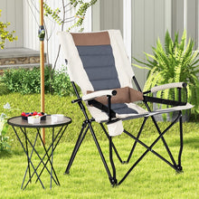 Load image into Gallery viewer, Costway Outdoor Camping Chair Folding Chair with Armrests, Cup Holder, and Lumbar Support - Suitable for Camping and Backpacking
