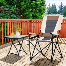 Load image into Gallery viewer, Costway Outdoor Camping Chair Folding Chair with Armrests, Cup Holder, and Lumbar Support - Suitable for Camping and Backpacking
