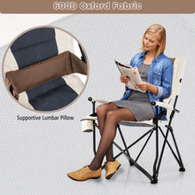 Load image into Gallery viewer, Costway Outdoor Camping Chair Folding Chair with Armrests, Cup Holder, and Lumbar Support - Suitable for Camping and Backpacking
