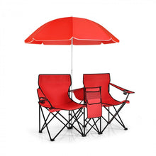 Load image into Gallery viewer, Outdoor Folding Camping Chair with Sunshade Umbrella - Double Chair Suitable for Beach, Camping, and Fishing
