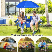 Load image into Gallery viewer, Outdoor Folding Camping Chair with Sunshade Umbrella - Double Chair Suitable for Beach, Camping, and Fishing
