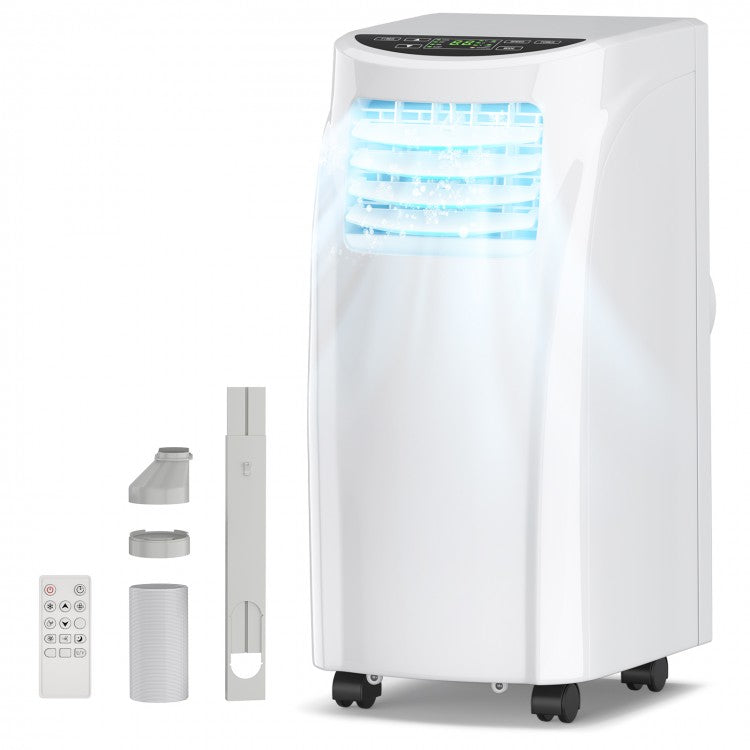 8000 BTU White Portable Air Conditioner with Dehumidifier and Timer