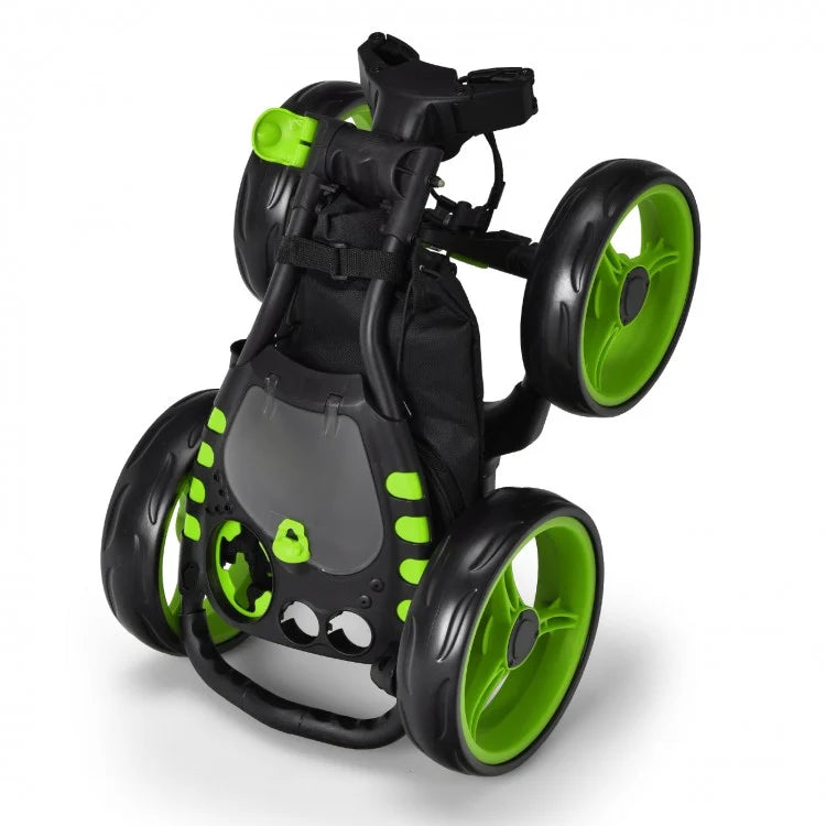 Foldable 4-Wheel Golf Push Cart with Shock Absorption and Durable Design