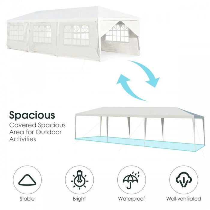 10 x 30 Ft Outdoor Canopy Tent with 2 Entrances and 6 Removable Side Walls